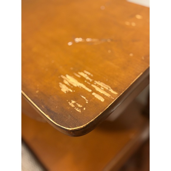 Vintage Gossip Bench Wooden Chair Desk Storage Shelf Telephone Table Tan cushion - Picture 10 of 16